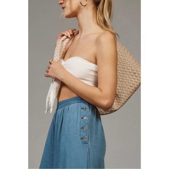 NWT Anthropologie Denim Harem Pants Large Chambray Blue Balloon Baggy Boho - Picture 4 of 14